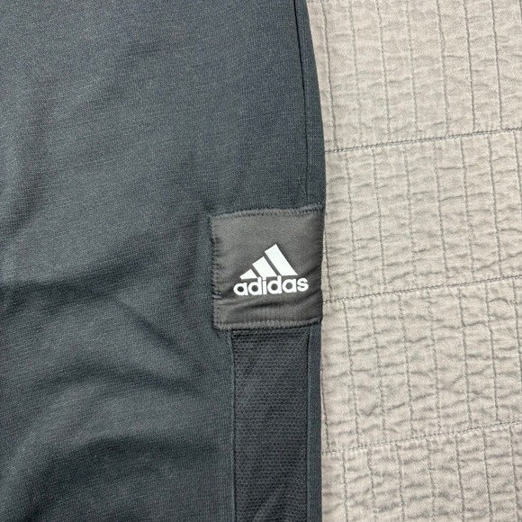 Adidas Sweatpants Men Large Black Open Hem Basketball Workout Gym Sportswear - Picture 2 of 12